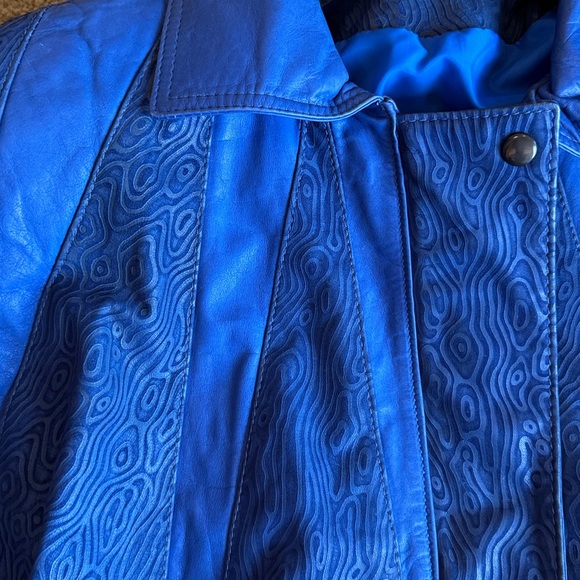 Vintage Gino di Giorgio, textured leather Blue Jacket - Picture 9 of 10
